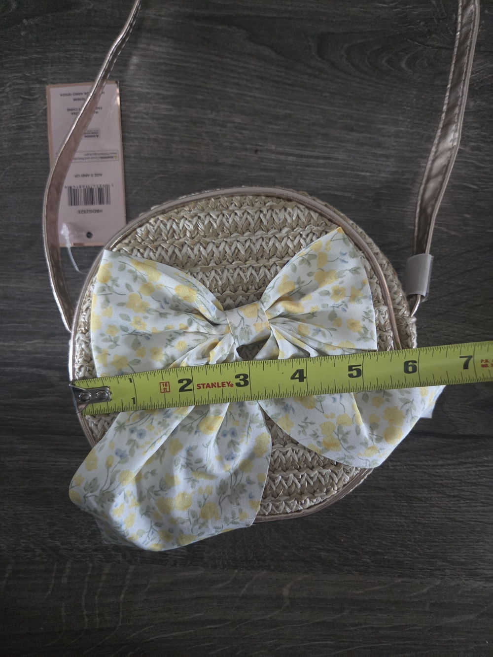 Girls Straw Crossbody Bag with Yellow Floral Bow NWT - Picture 3 of 4